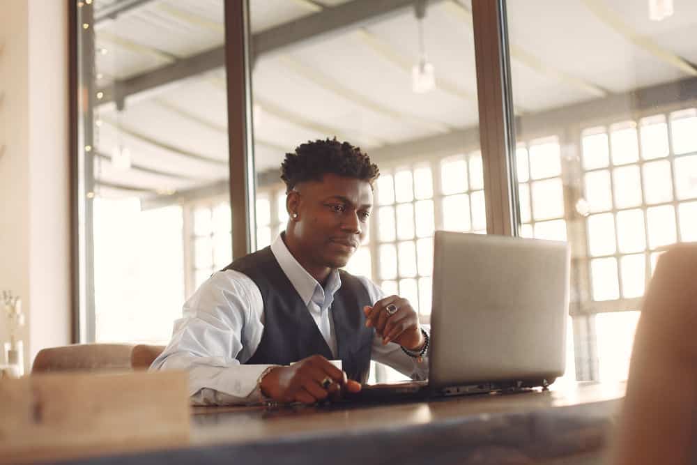 Man working on laptop