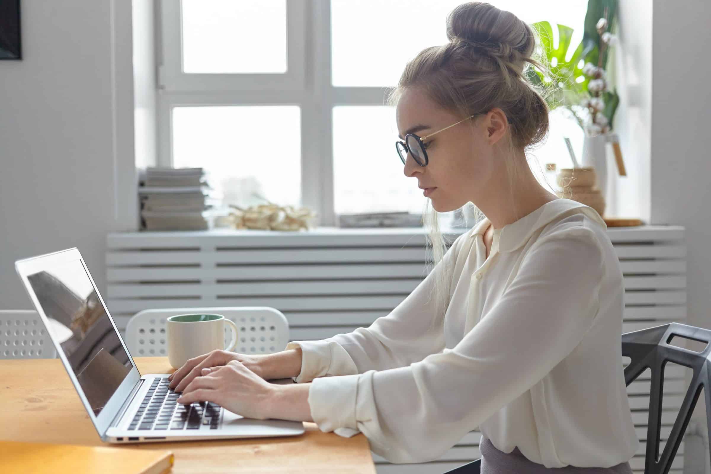 Woman working on laptop