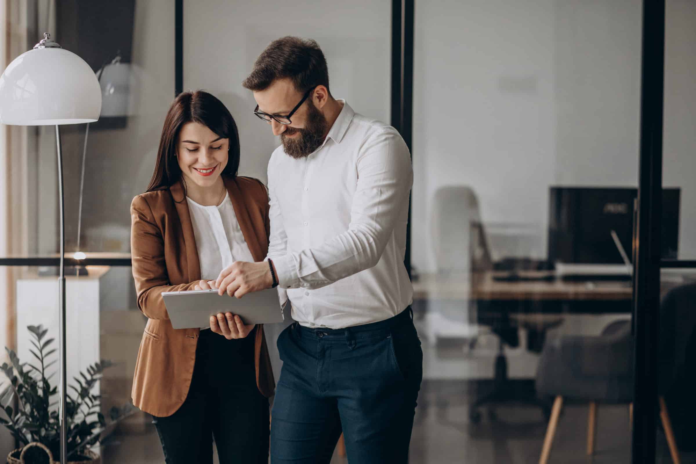 Two business partners working in office Two business partners working in office