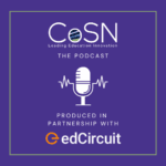 The CoSN Podcast logo with purple background